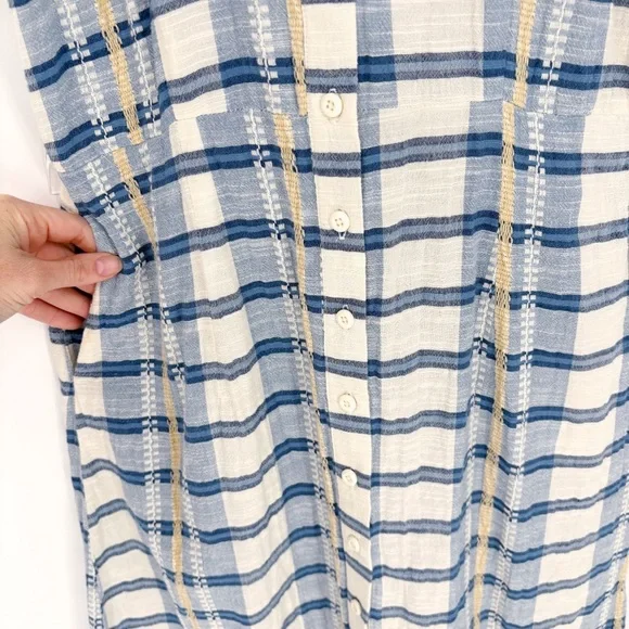 ACE & JIG Ophelia Button-Down Plaid Midi Dress in Honor Blue XS - Picture 6 of 13